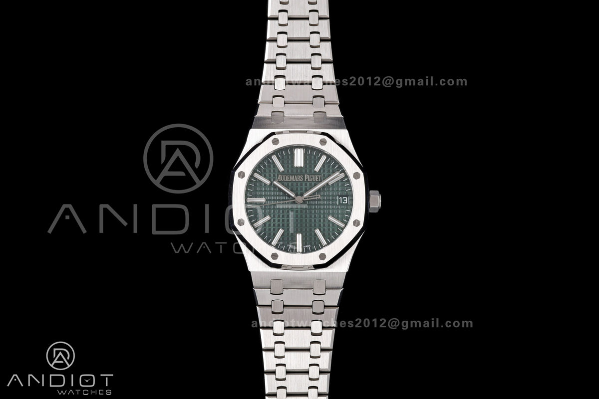 Royal Oak 41mm 15510 SS JF 1:1 Best Edition Green Dial on SS Bracelet SA4302 Super Clone